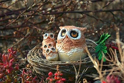 Resin Garden Owl Figurine- Owl Family Love Statue for Garden Decoration