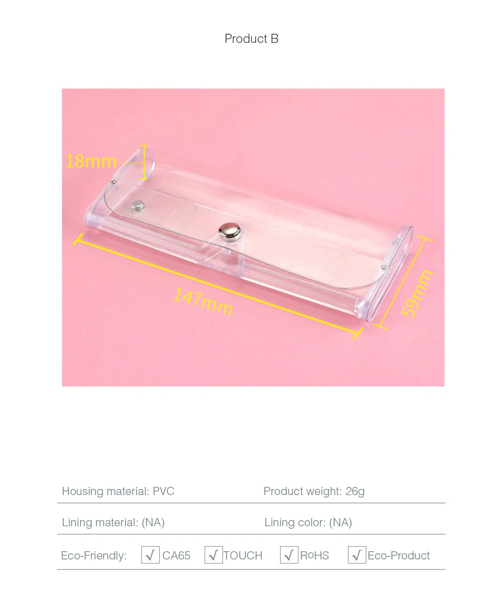 Transparent Plastic Glasses Case; Personalized, Ultra Thin, Clear Unisex Eyewear Case for Reading Glasses and Sunglasses