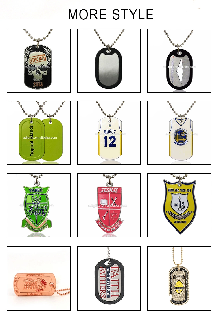 Custom Engraved Sublimation Logo Military Metal Dog Tag Blank Printed Necklace Name Tag for Promotion Gift