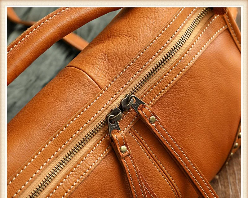 European Trendy Women Crossbody Bags Genuine Leather Fashion Handbags Messenger Bag with Studs