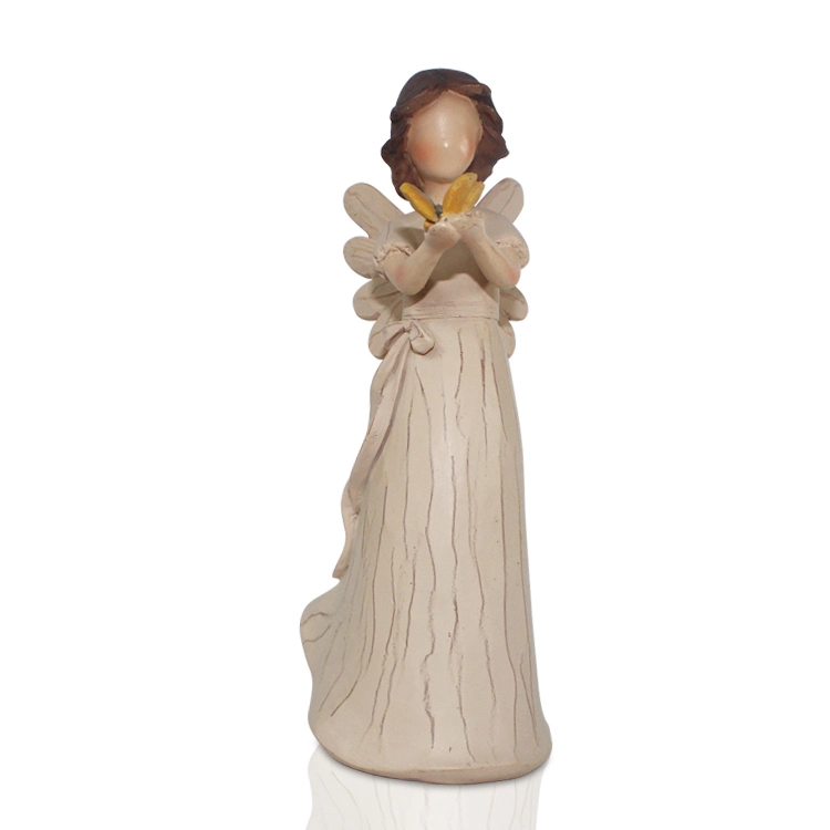 Custom Wood Resin Mother and Child Angel Wings Figurine