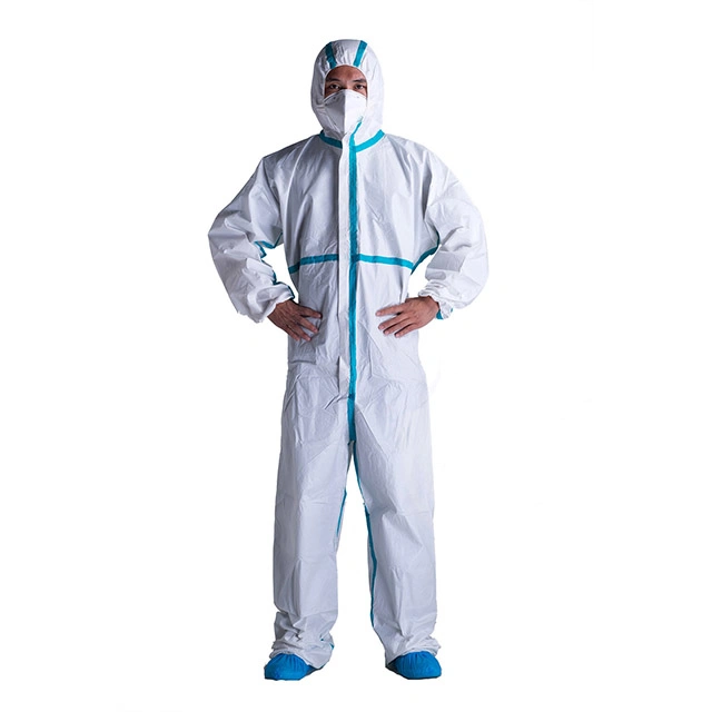 with Heat Sealed Tape Microporous Safety Chemical Protective Suit Disposable Tape Sealed Coveralls