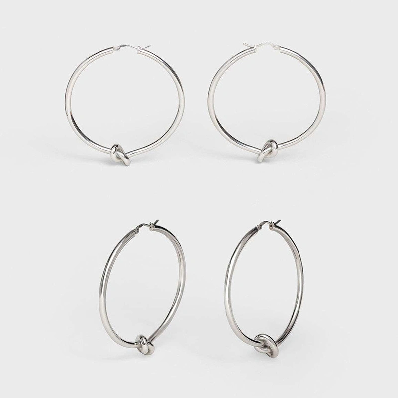 Creative Fashion Hoop Earrings Metal Design Knot Knotted Lover Earrings