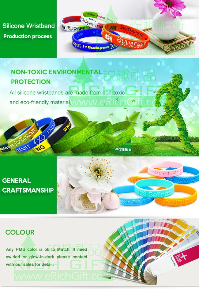 Manufacturer Custom Fashion Debossed Silicone Rubber Wristband Bracelet for Promotional Gift