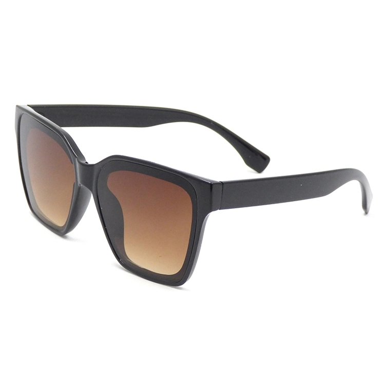 Wholesale Irregular Black Frame Gradient Brown Lens PC Women Square Sunglasses