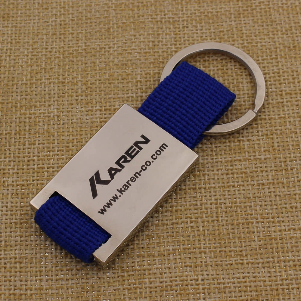 Metal Fashion Gifts Logo Printing Laser Fabric Keychain with High Quality
