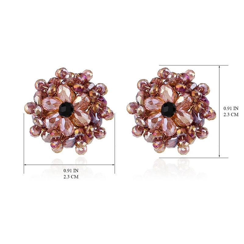 Women Sweet Gift Jewelry Crystal Gold Color Stud Flower Alloy Earrings