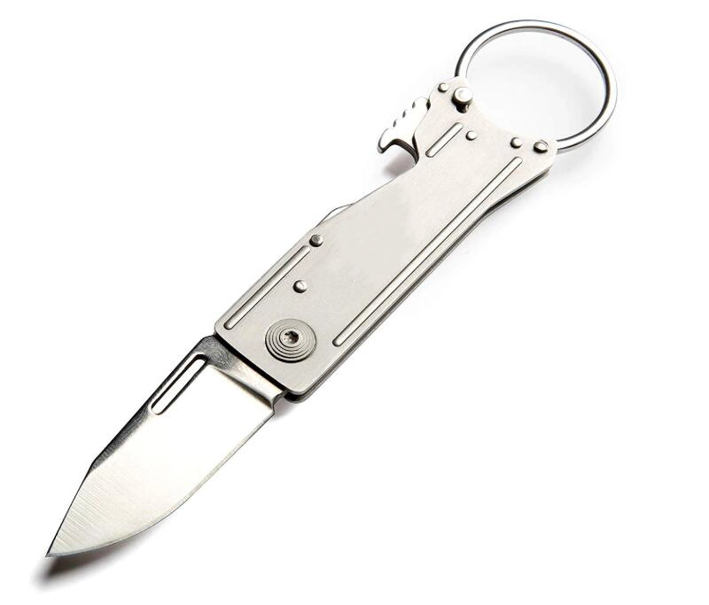 Pocket Knife with Bottle Opener Keychain Ring - Keytron EDC Keychain Knife with 1.8 Inch Folding Knife