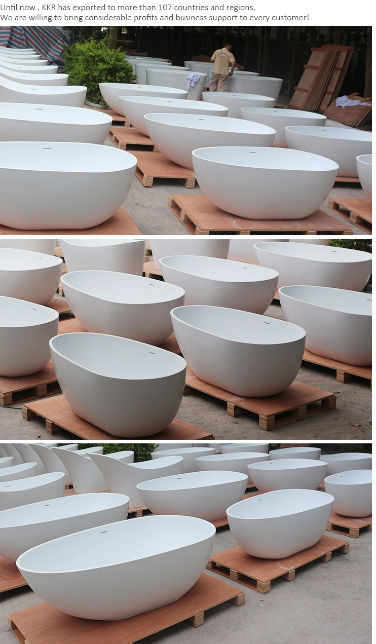 Stone Solid Surface Bathtub Free Standing One Piece Hot Tubs