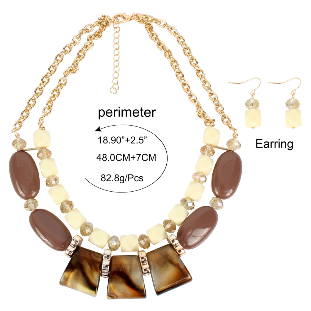 Geometric Personalized Name Acrylic Resin Ladies Jewelry Necklace Earring Set