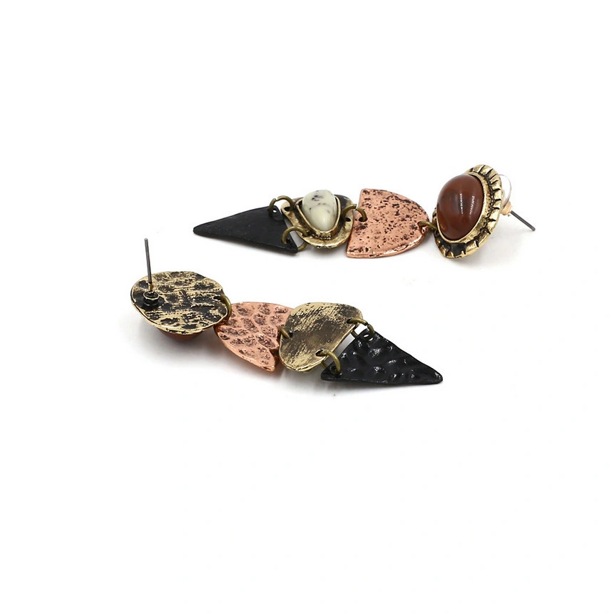 Fashion Jewelry Bohemia Retro Irregular Geometric Textured Resin Stone Earring