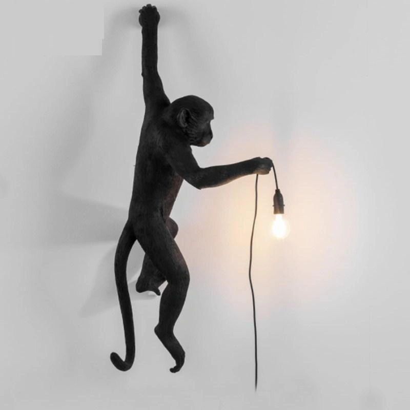 Monkey Lamp Wall Resin Black White Gold Right Left Side Monkey Wall Light (WH-VR-10)