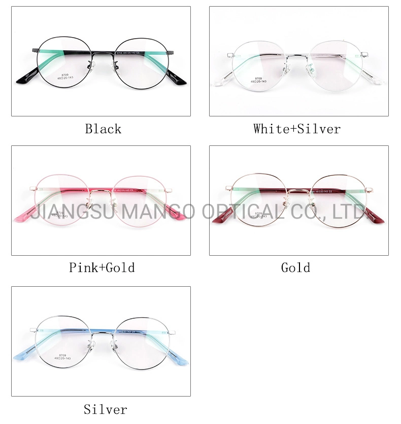 Metal Frame Core Pink Temples Youth Ladies Circle Optical Eyewear Glasses