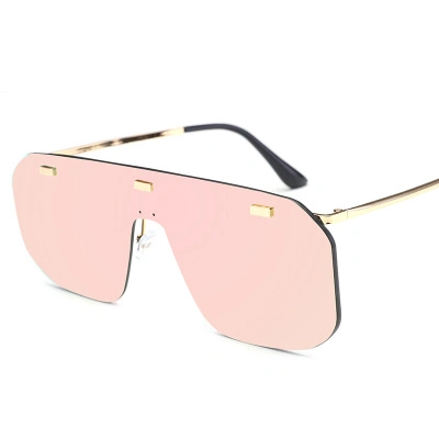 Individual Dazzling Color Conjoined Sunglasses Rimless Flat Lens