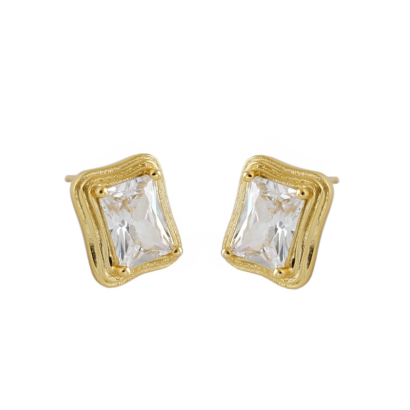 Fashion Simple Geometric Square Zirconia Earrings Jewelry