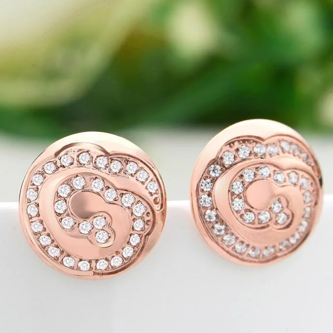 18K Rose Gold Stainless Steel Jewelry Flower Fashion Earrings