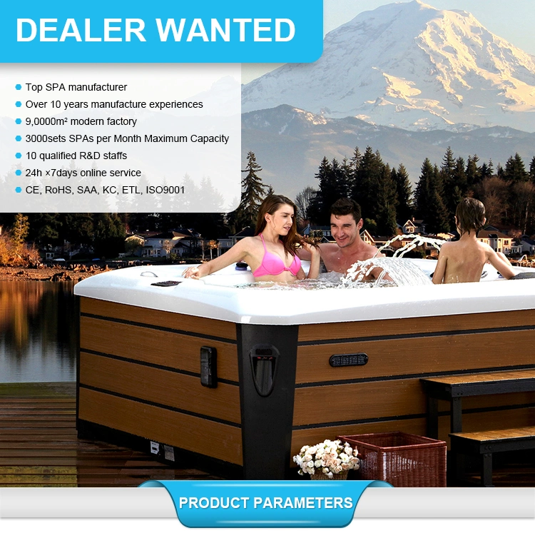 Rectangular Water Jet Whirlpool 5 Person Hot Tub Outdoor
