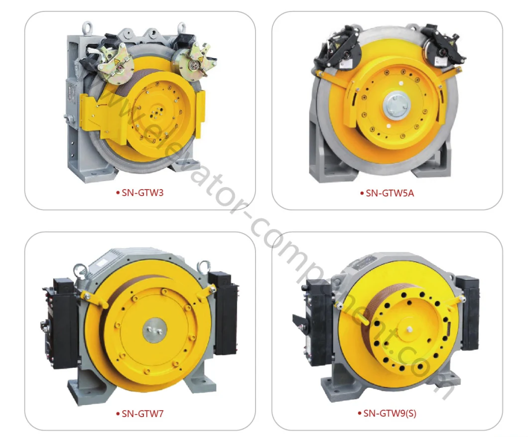 Load 400~480kg Gearless Traction Machine for Machine Room Less Traction Elevator