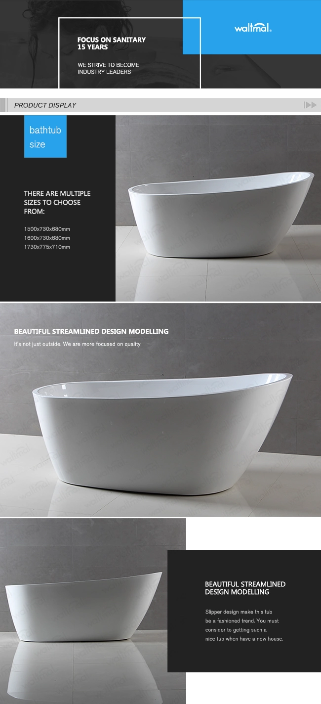 Waltmal Bathtub Bath Tubs Modern Acrylic White Color Bathroom Tubs