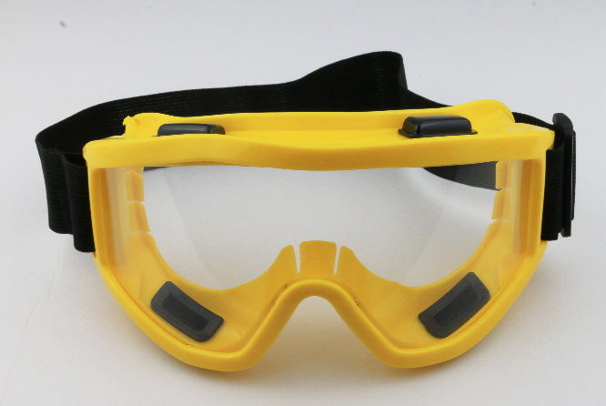 Yellow PC Lens and PVC Frame Industrial Safety Glasses Googles with Elastic Tape