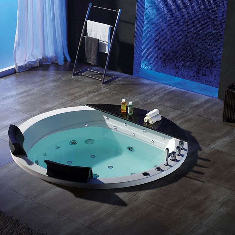 Freestanding Double Round Circle Massage Whirlpool Tub Bathtub