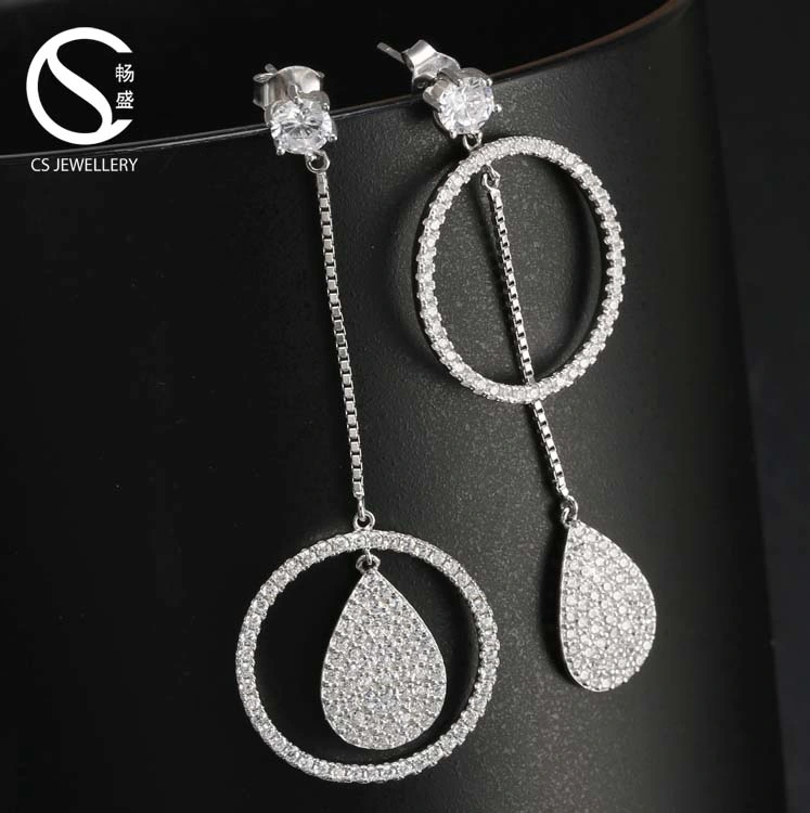 Latest Fashion Women Jewellery Charm Earring Zircon Long Round Earrings