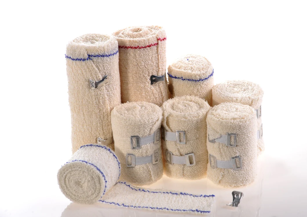 Blue or Red Line Medical Cotton Elastic Spandex Crepe Bandage