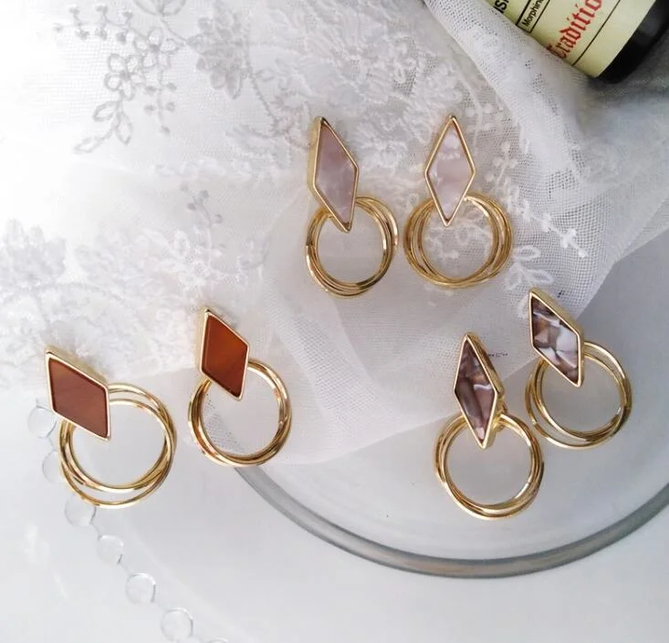 Stylish Gold Hoop Earrings Personality Simple Geometric Studs for Women
