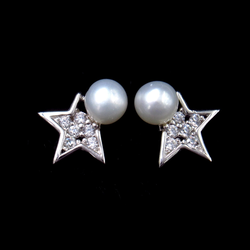 925 Sterling Silver Pearl Girls Women Jewelry Piercing Studs Earrings