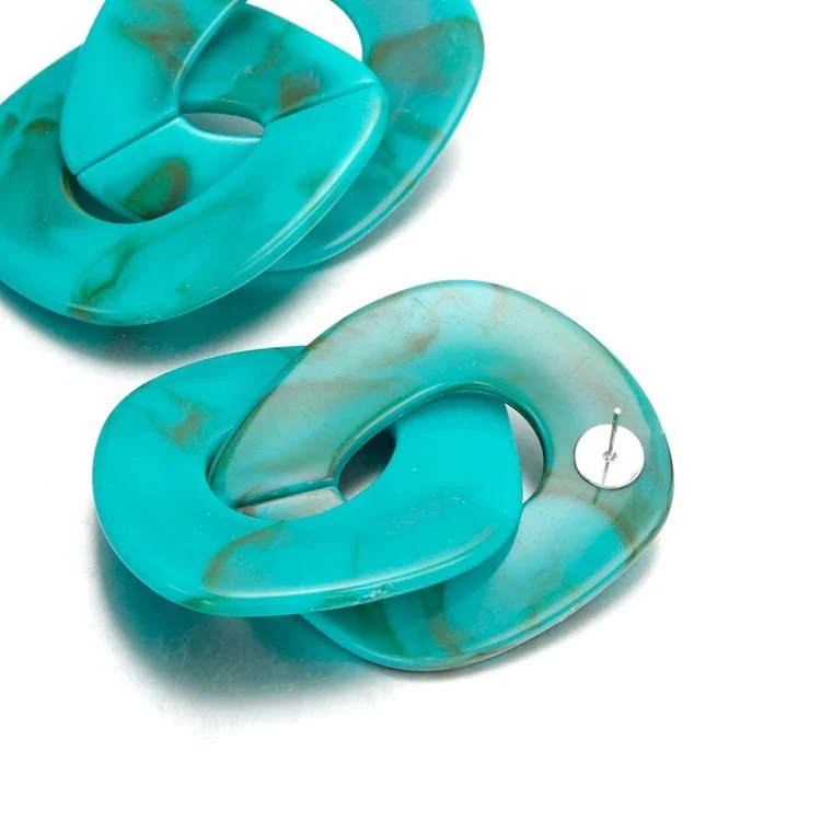 Irregular Double Ring Women Earring Acetate Drop Earrings Chain Acrylic Earring Jewelry
