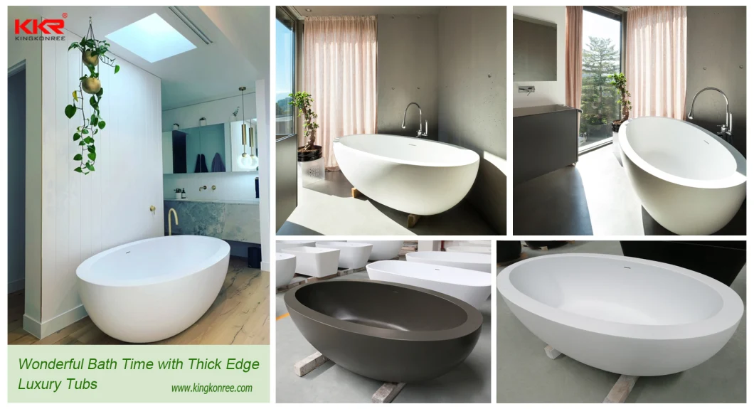 Kkr Sanitary Ware Solid Surface Stone Bathroom Bathtub Freestanding SPA Bathtub