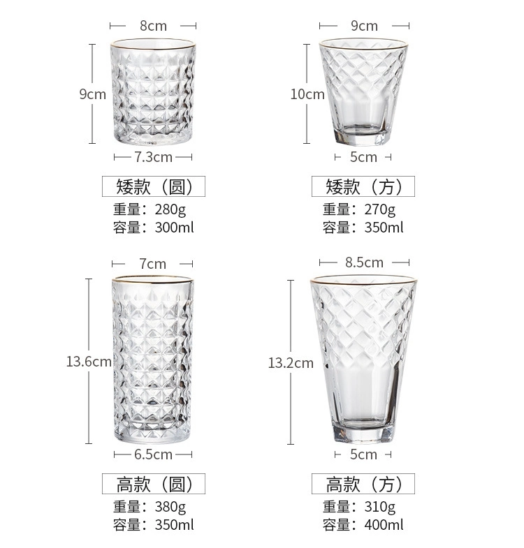 Hot Selling Old Fashion Transparent High Quality Glass Cup, Whiskey Glasses, Wine Glasses