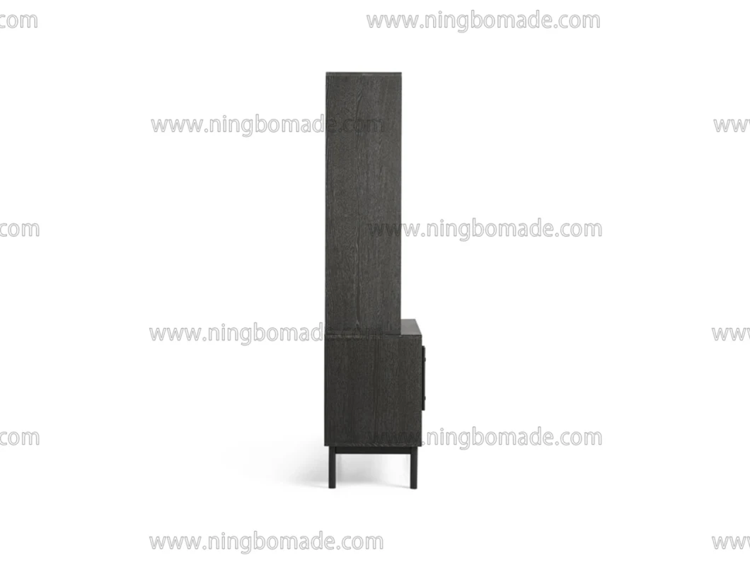 Modern Rustic Industry Offcie Furniture Weather Dark Grey White Oak Matt Black Iron Bookcase