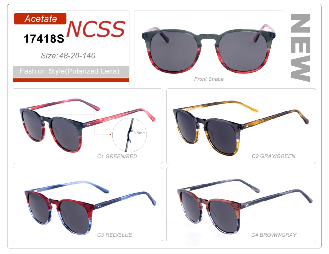 New Season Fashion Style Small Order Acetate Neutral Sunglasses