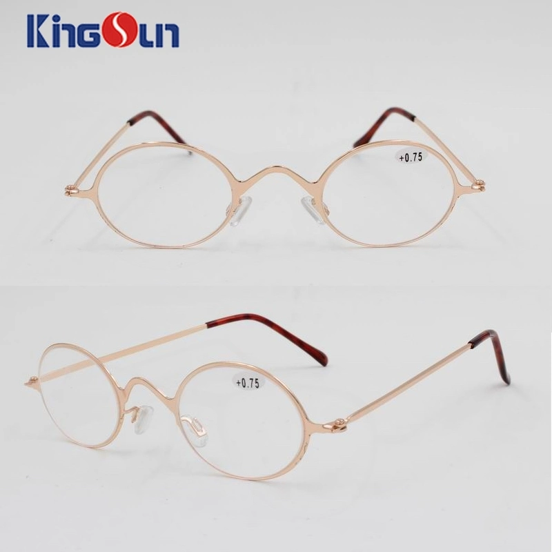Round Fashion Frame with Wire Temple Reading Glasses