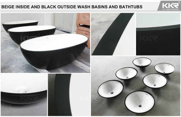 Hot Sale Matt Black Solid Surface Bathtub, Resin Stone Freestanding Bath Tub