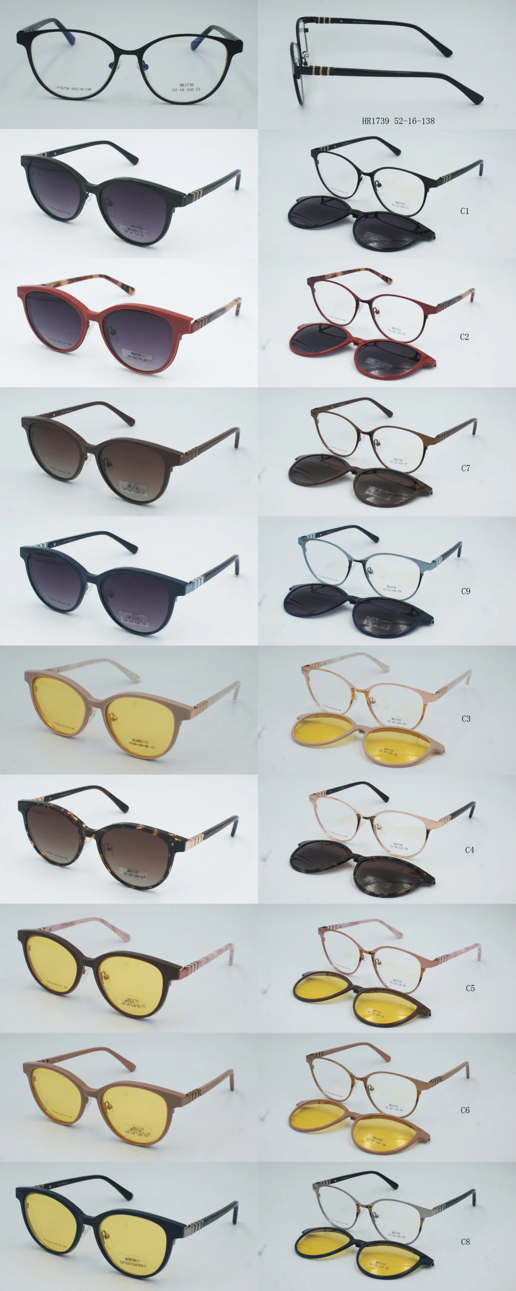 High Quality Vintage Metal Acetate Clip on Glasses Sunglasses