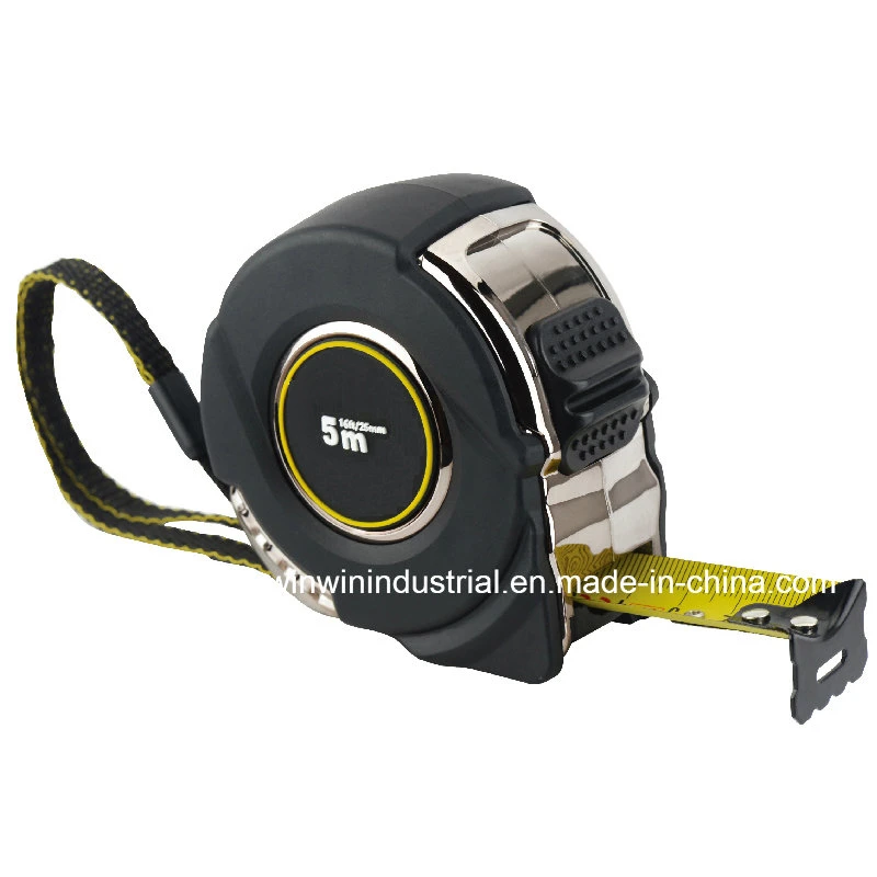 Plating ABS Case Measuring Tape with Rubber Coated and Nylon Coated Tape (WW-TMC30)