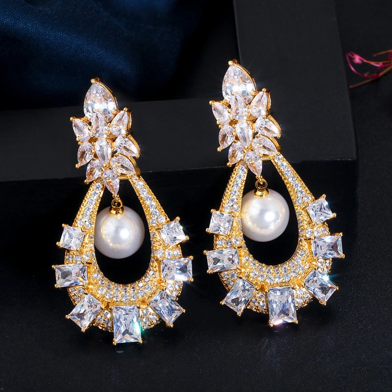 2021 New Arrivaled 18K Gold Jewelry India Stud Zircon Earrings