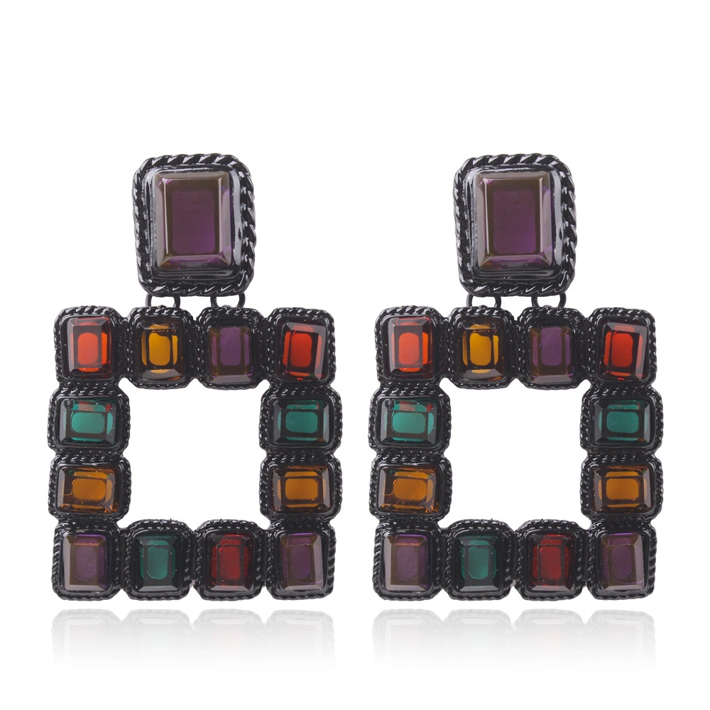 Fashion Bohemian Geometric Square Earrings Color Alloy Earrings for Women