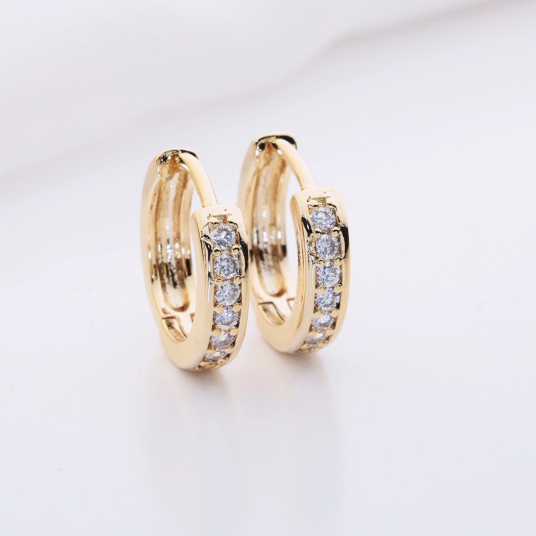 Wholesale Korean Jewelry for Women 18K Gold Hoop with Zircon Stone Earrings