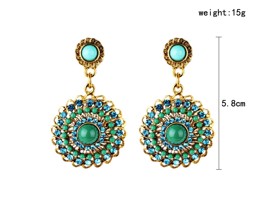 Retro Elegant Statement Jewelry Classic Bohemian Sun Flower Crystal Stud Earrings