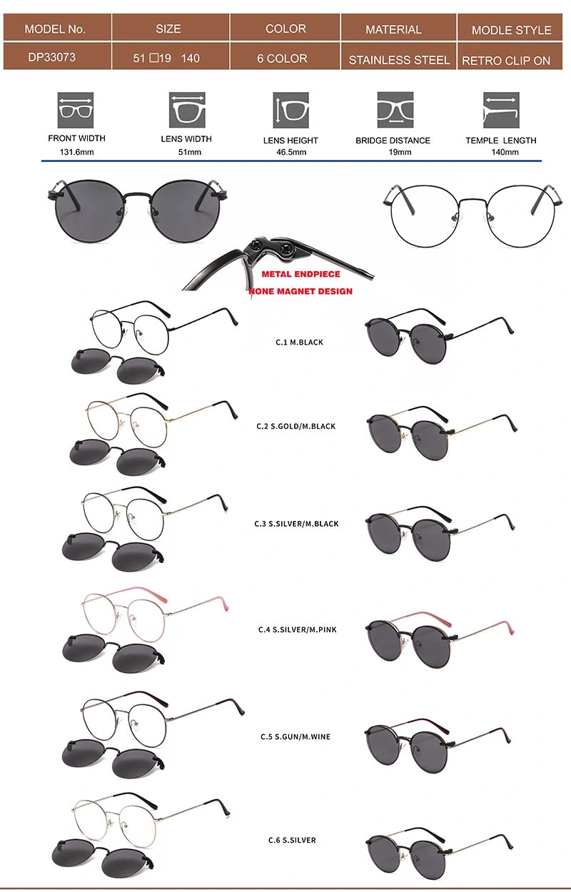 Wholesale Fashion Driving Mirror Lens UV400 Polarized Clip on Sunglasses
