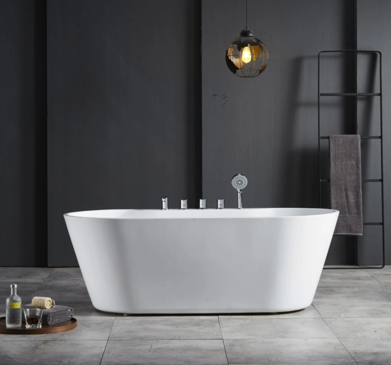 Channing New White Cheap Prices Hot Tub Acrylic Freestanding Bathtub Deep Soaking Bathtub (QT-012)