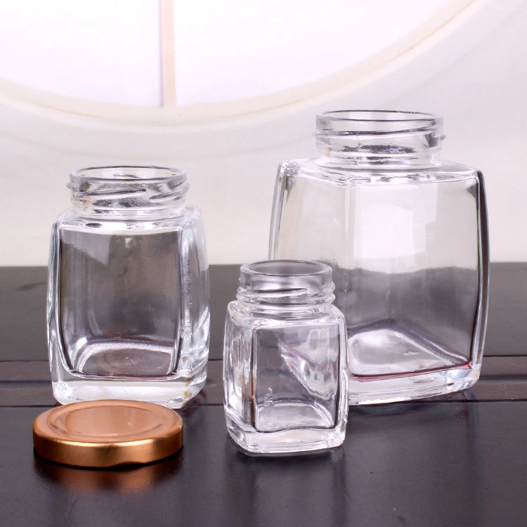 Square Clear Jar for Honey Square Glass Jar for Jam