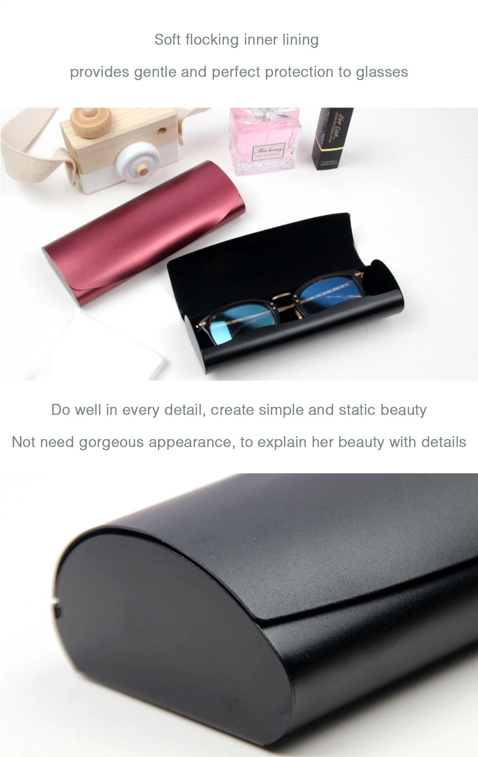 Sturdy, Glittered Aluminium Eyeglasses Case; Unbranded, Personalized Hard Protective Case for Reading Glasses and Sunglasses