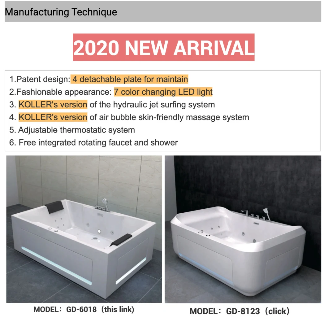 for Sale Jetted Whirlpool Couples Acrylic Massage Bathtub