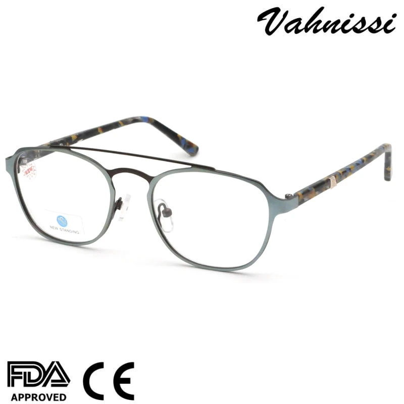 2019 Italy Brand Acetate Cute Comfortable Ellipse Metal Optical Glasses Frame for Man
