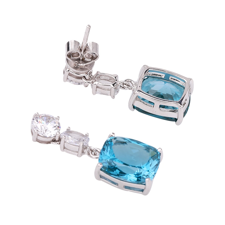 Silver 925 Earrings Sapphire Diamond Earrings for Women