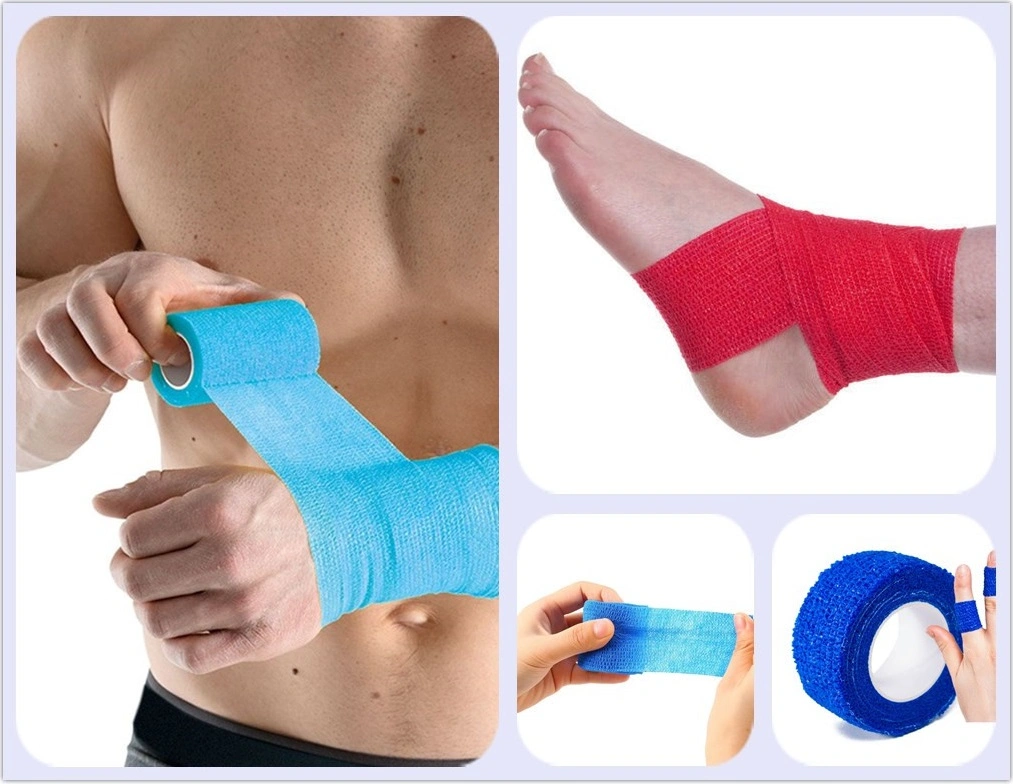 Colorful Medical Sport Self-Adhesive Cohesive Bandage Without Latex